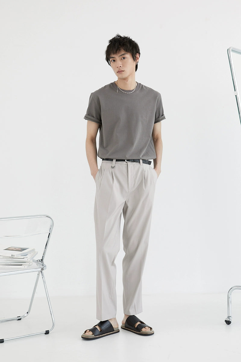 Pantalones de vestir de confort de doble plato