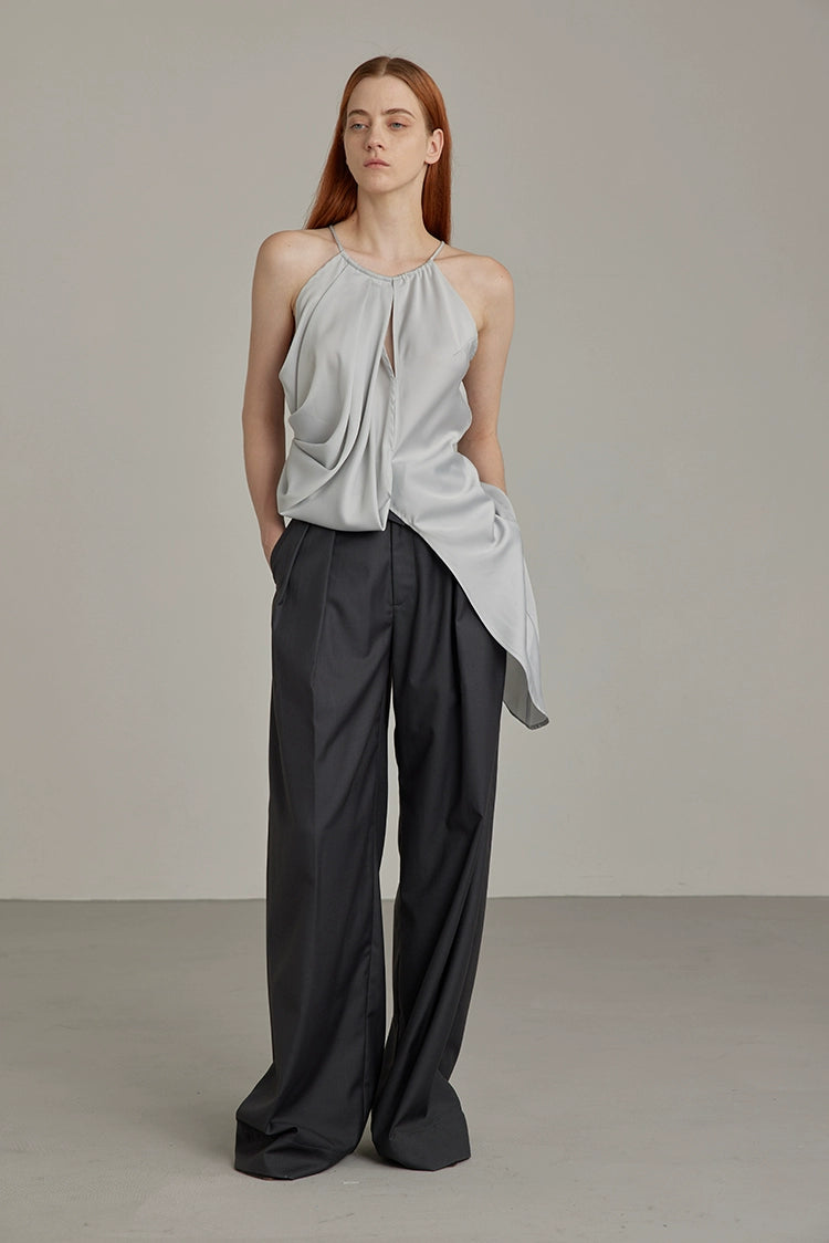 Black Wide-Leg High-Waist Trousers