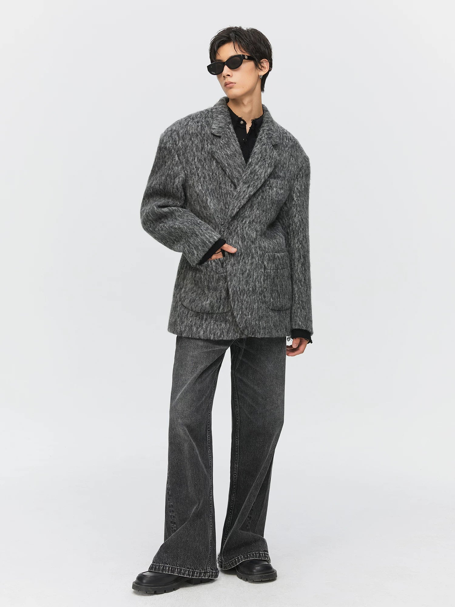 Charcoal Textured Knit Blazer