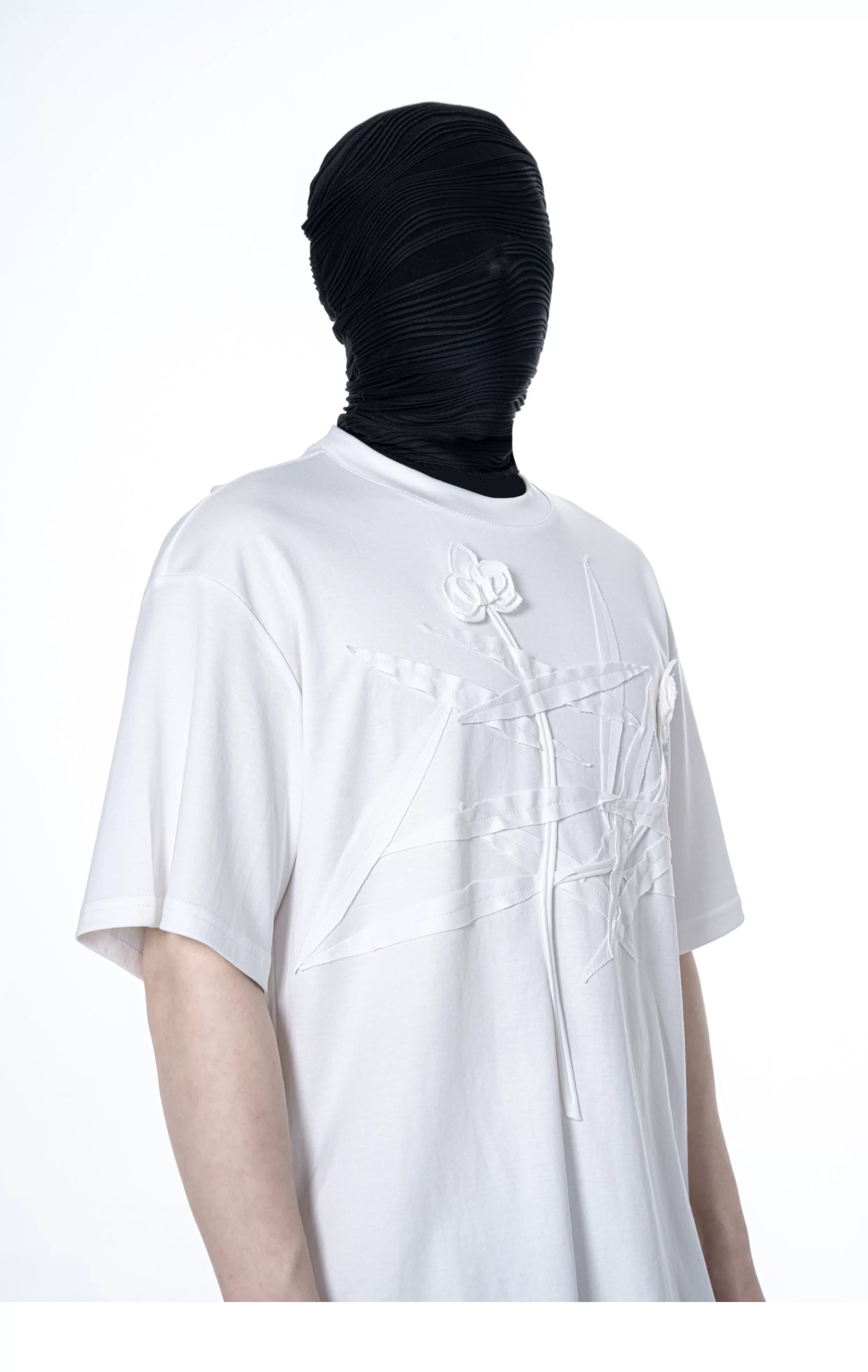 Ivory Crossed Bloom Relief Tee
