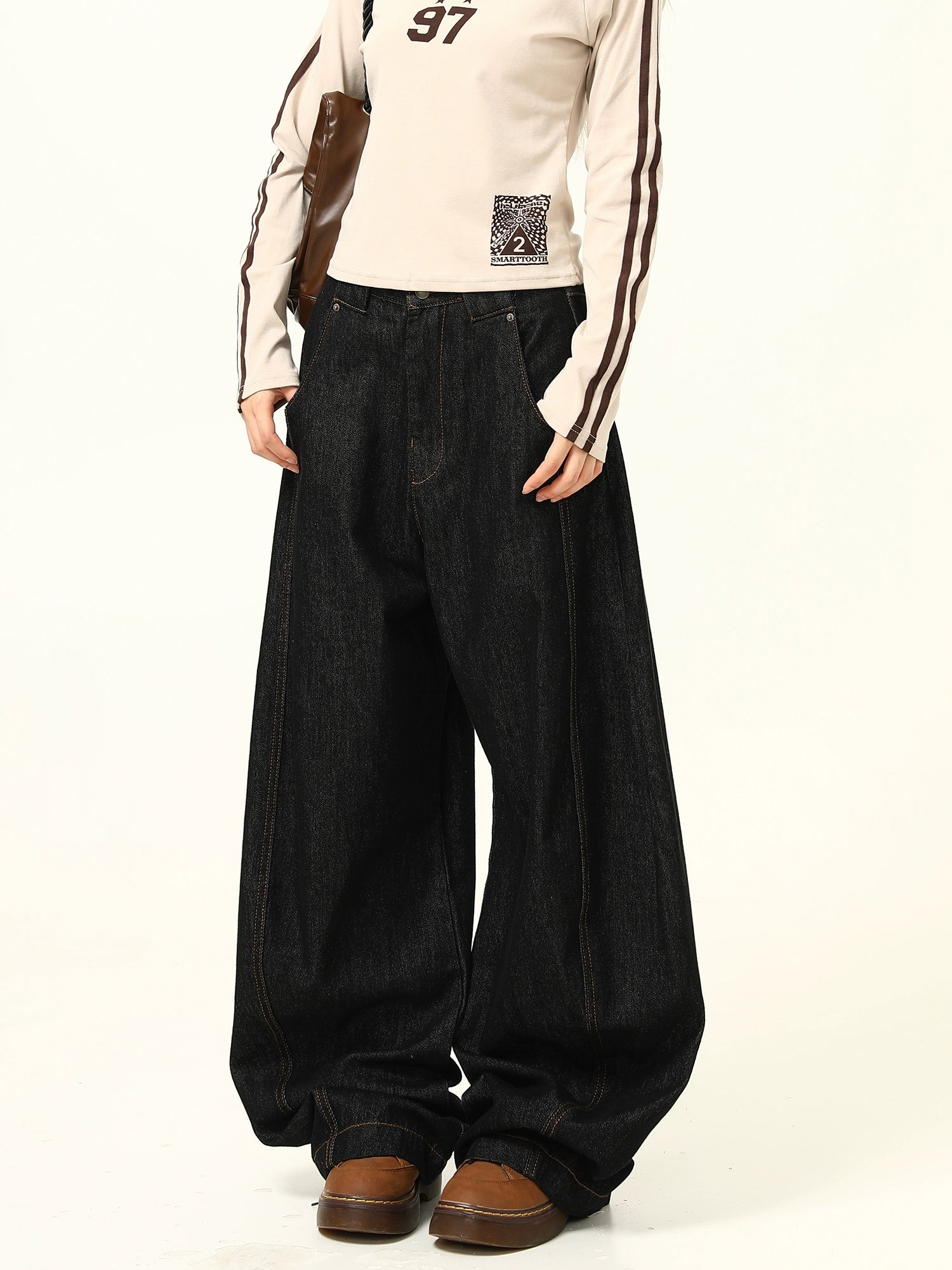 Wide Leg Black Baggy Jeans