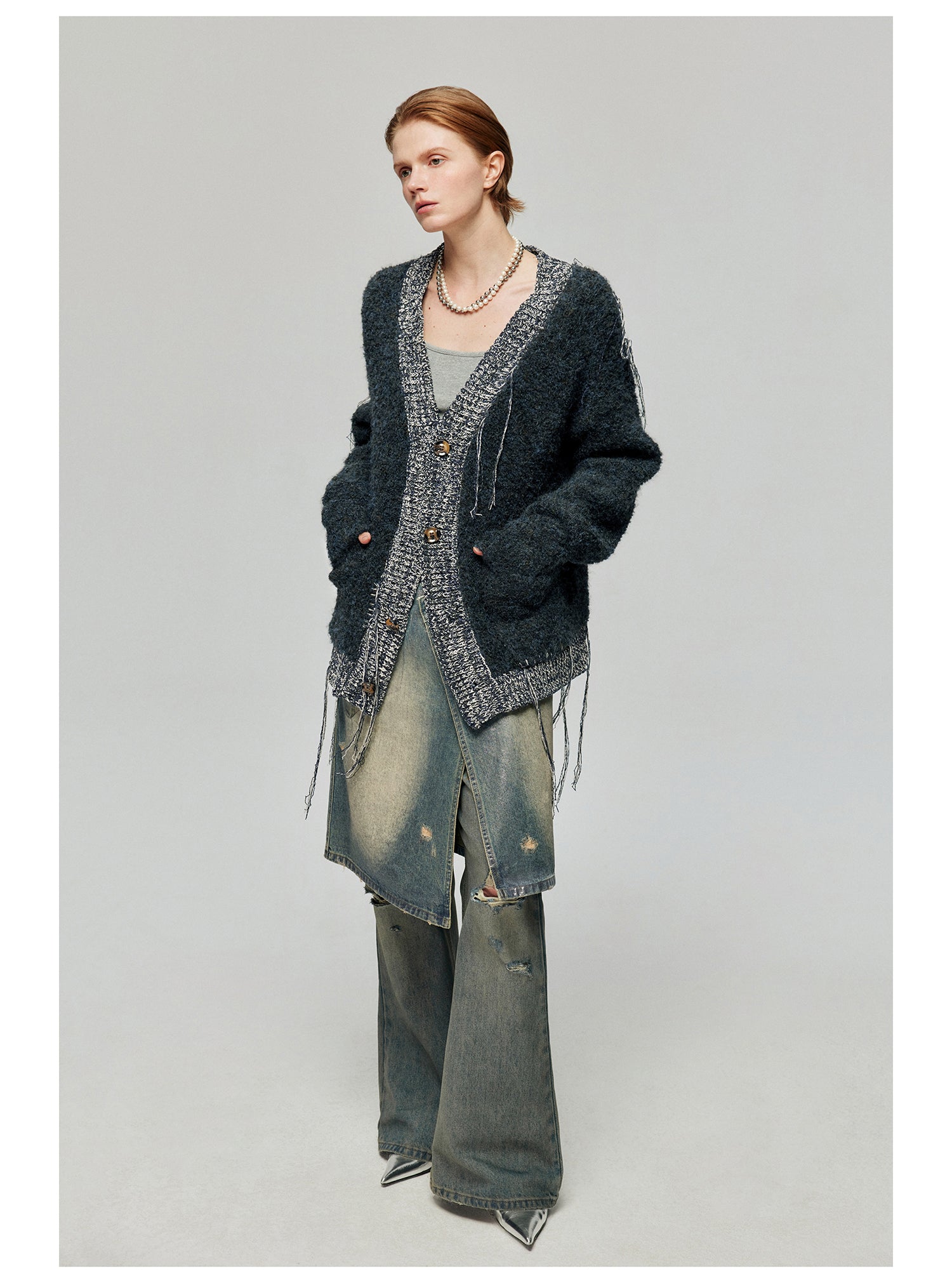Distressed Wide Leg Flare Jeans