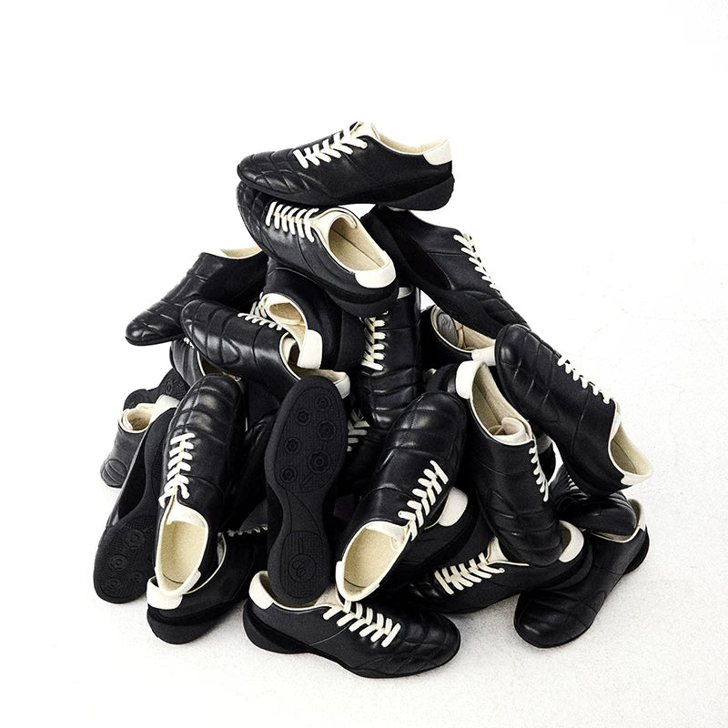 Quilted Leather Retro Lace-Up Sneakers
