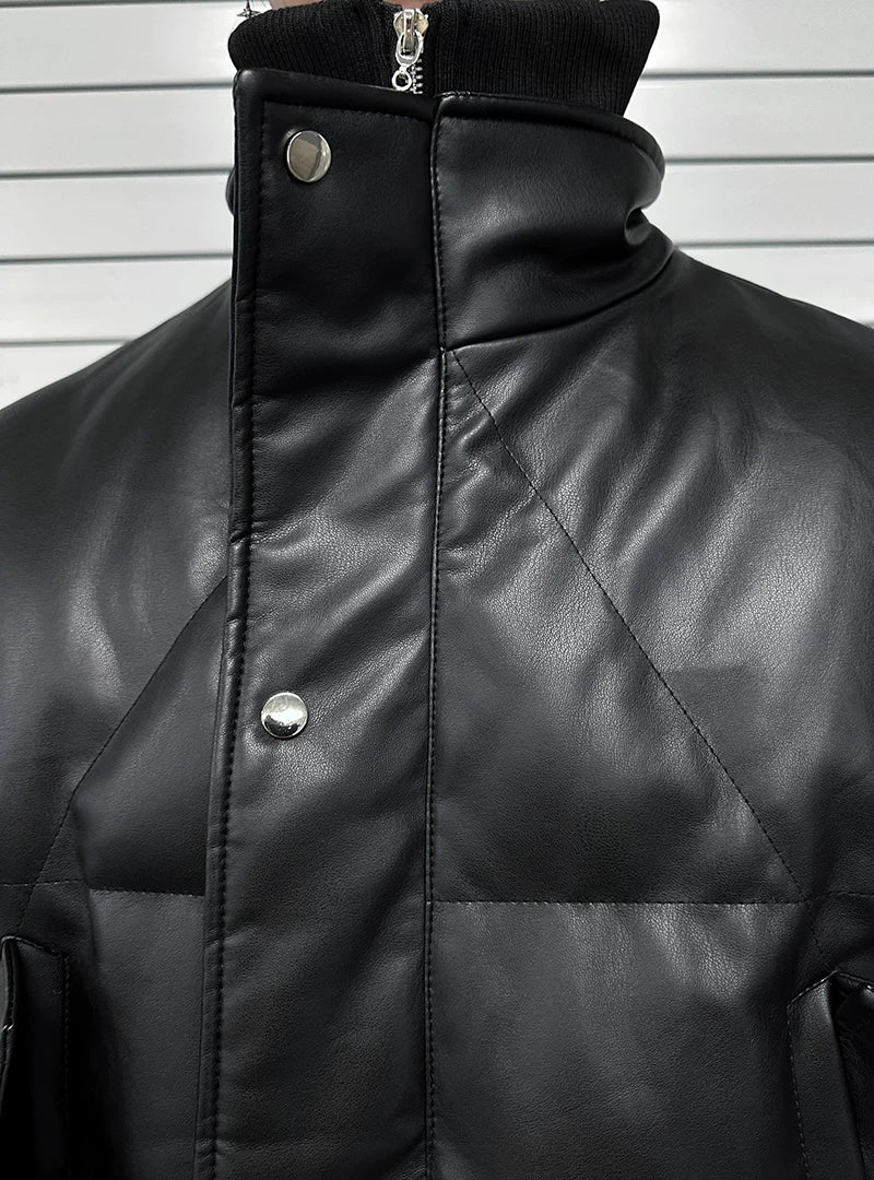 Nightcore Aegis Padded Leather Puffer Jacket