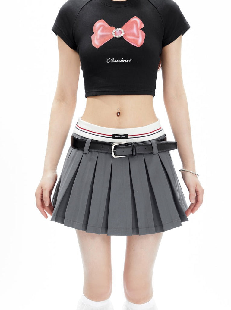 Falda de tenis plisada con cintura a rayas