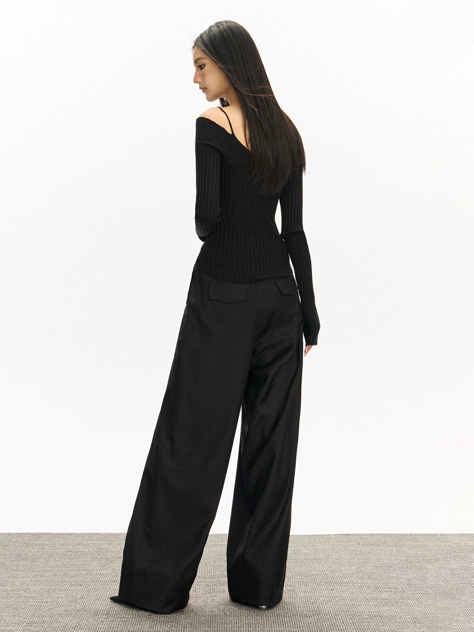 Retro Loose Wide-leg Tailored Trousers