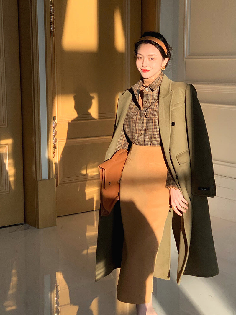 Olive Double-Breasted Coat