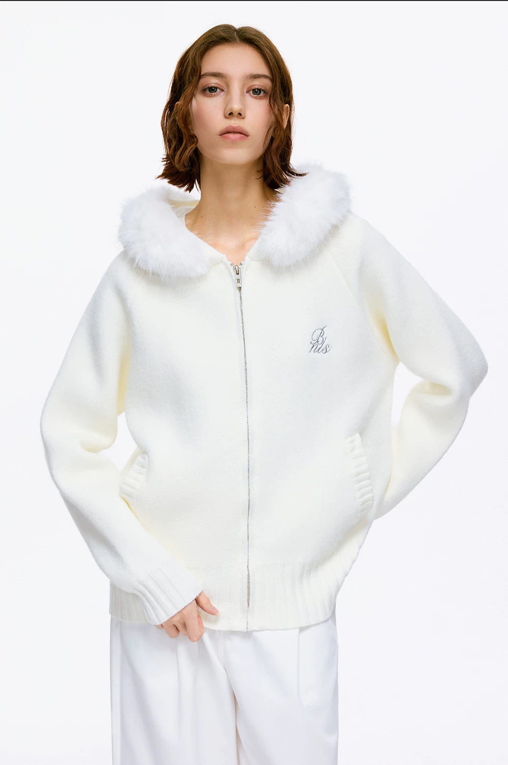 Frostline Faux Fur Hood Zip Cardigan