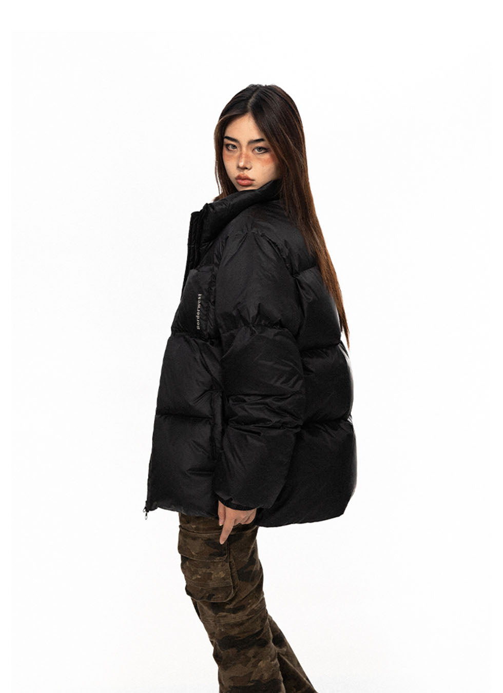 Stand Collar White Duck Down Jacket - chiclara