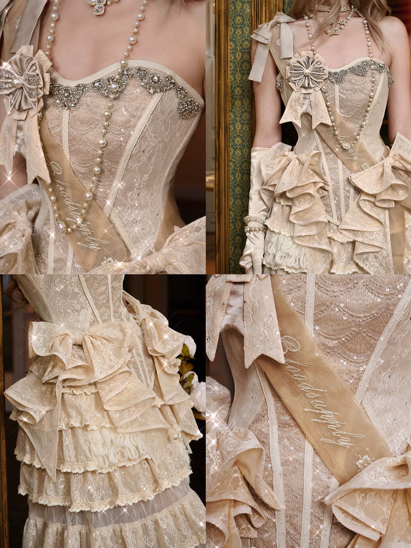 Ivory Beaded Bow Corset Top