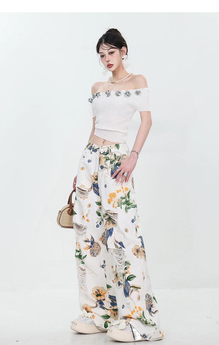 Breezy Bloom Delessed Wide Bein Jeans