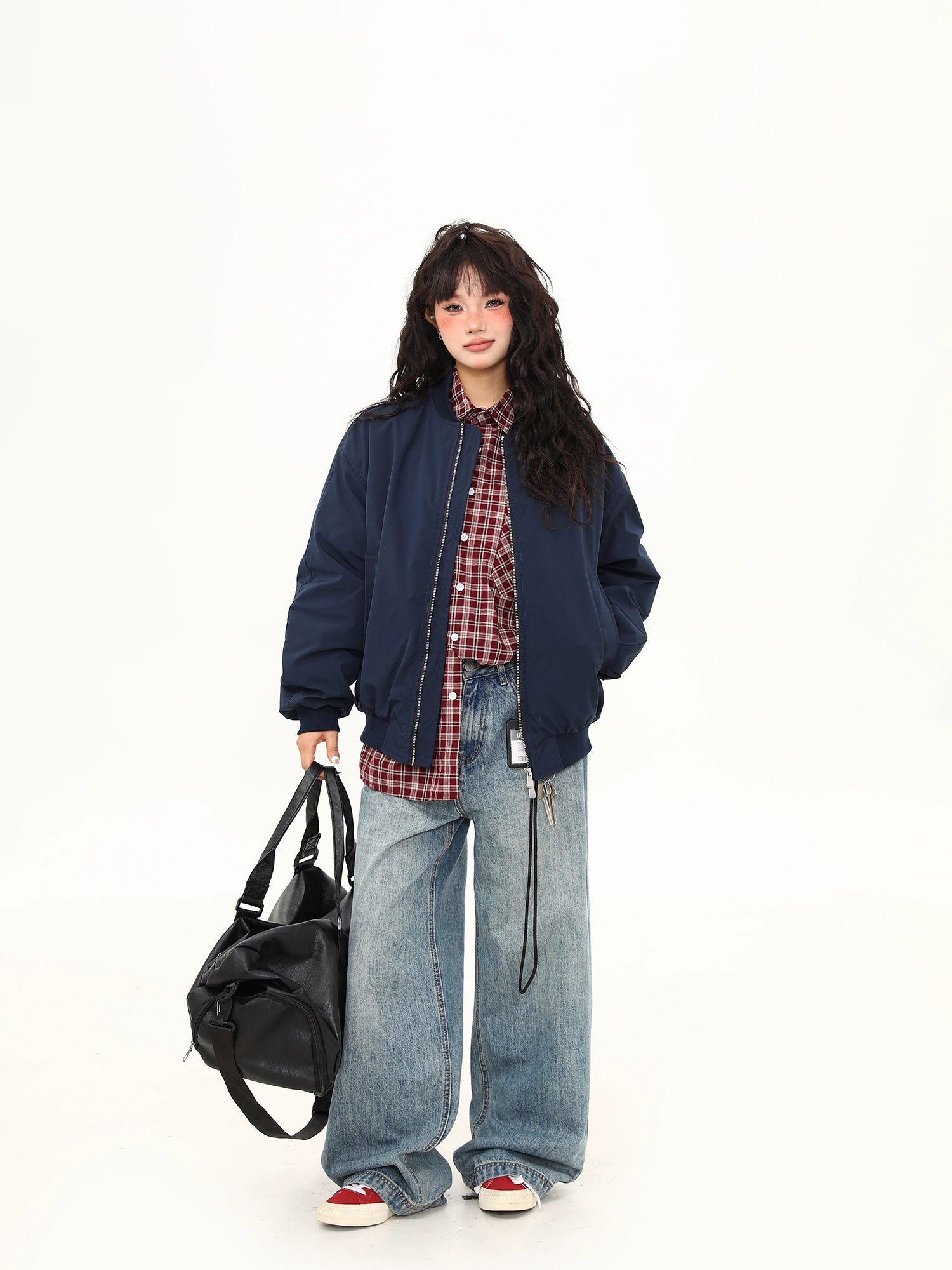 Midnight Campus Oversized Bomber Jacket