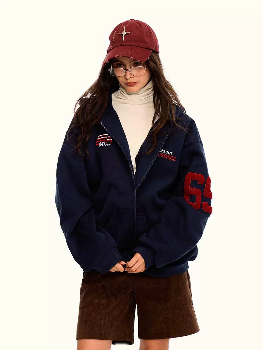Unisex "Back Number" Zip Hoodie Jacket