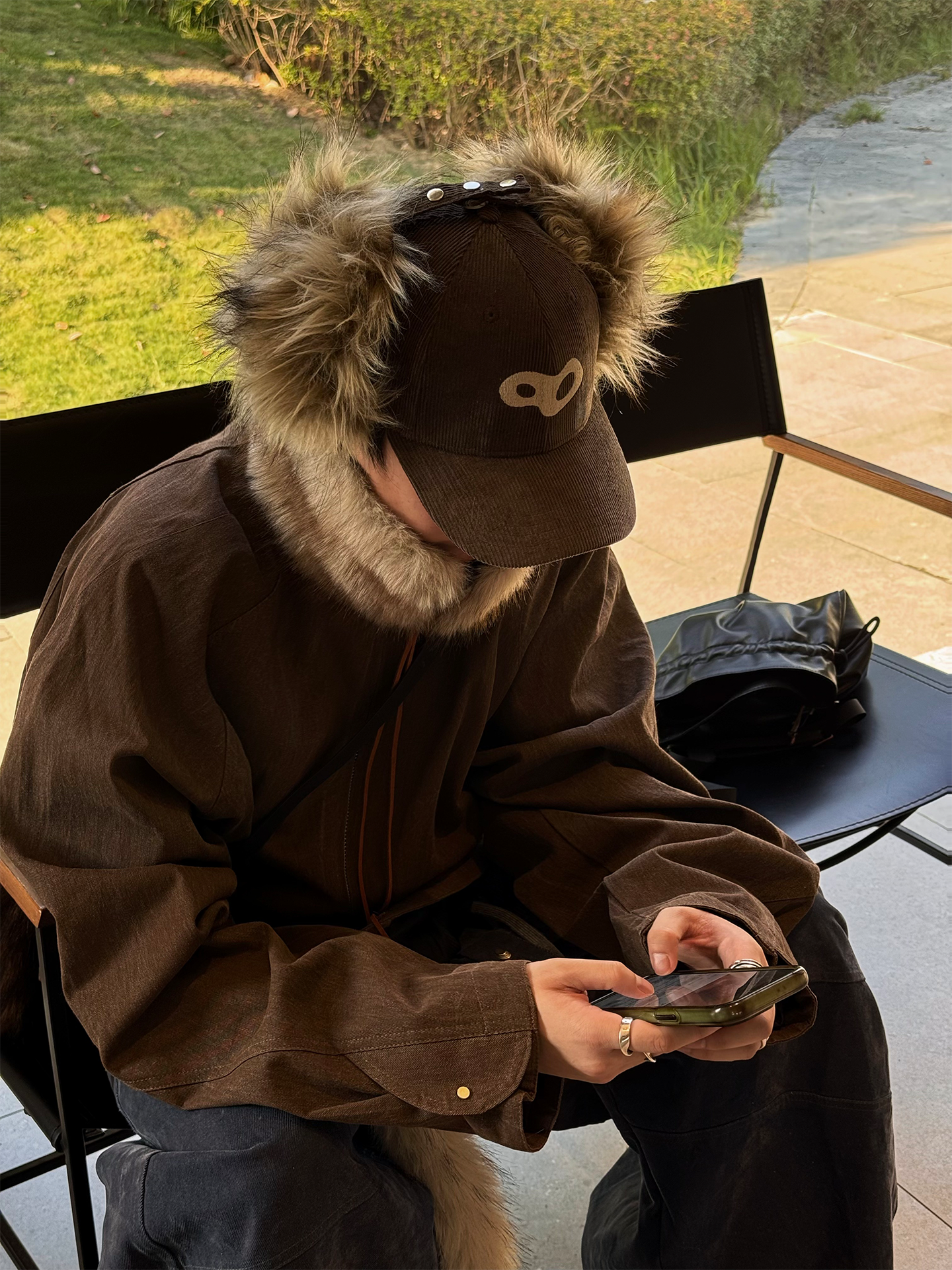 Faux Fur Earflap Corduroy Cap