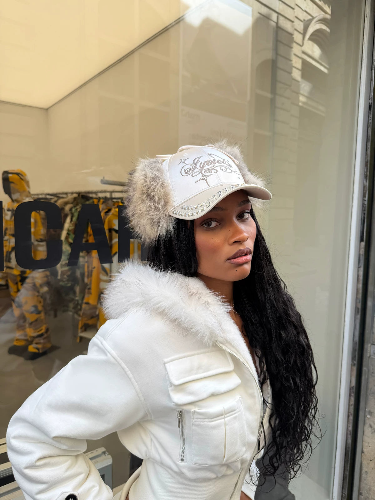 Frosted Angel Rhinestone Earflap Caps