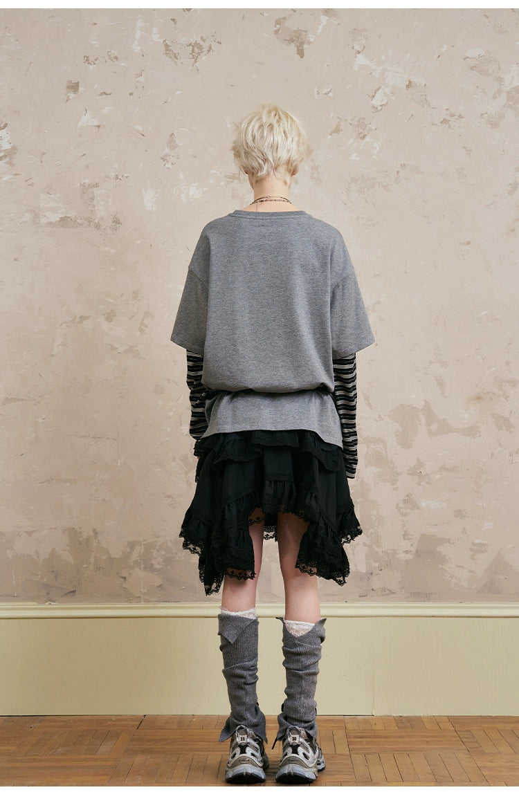 Vintage Graphic Print Layered Sweater