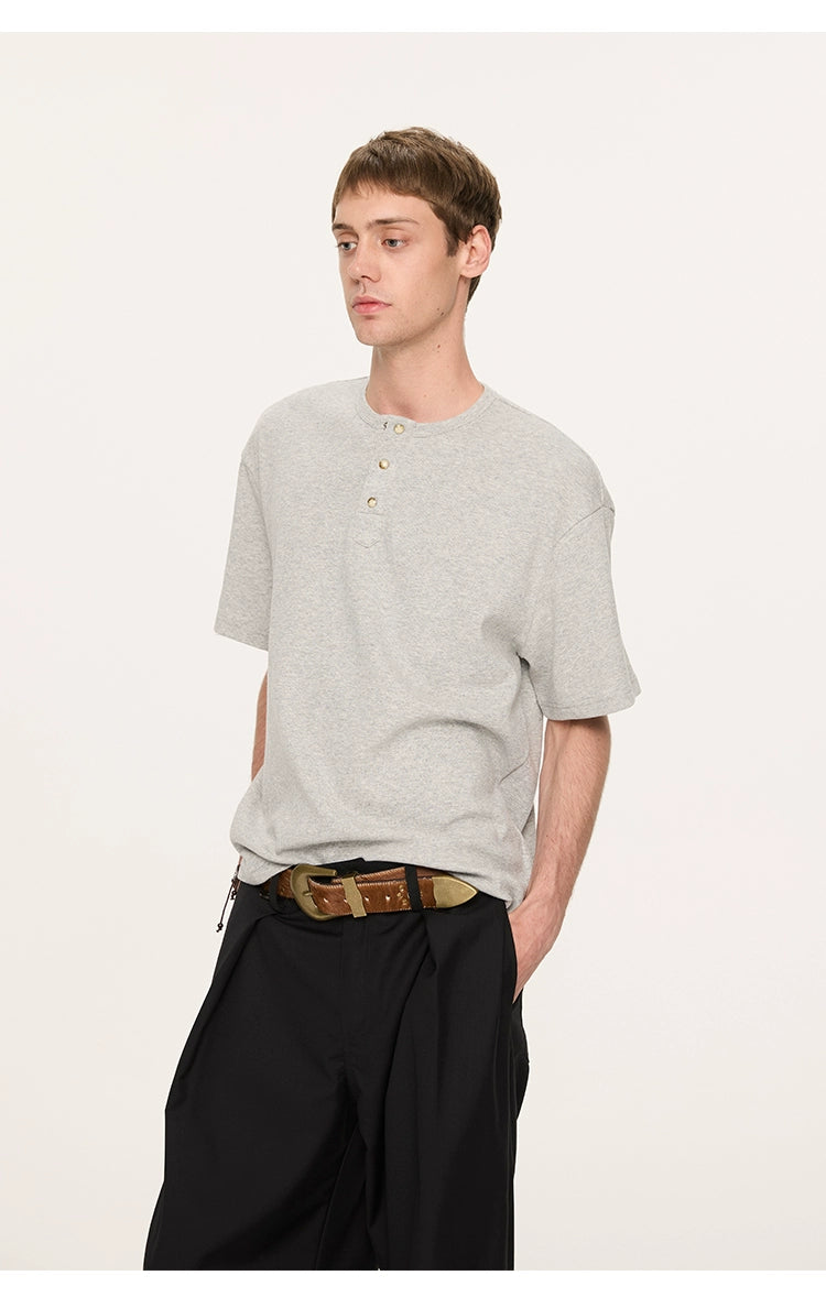 Basic Short Sleeve Henley Tee
