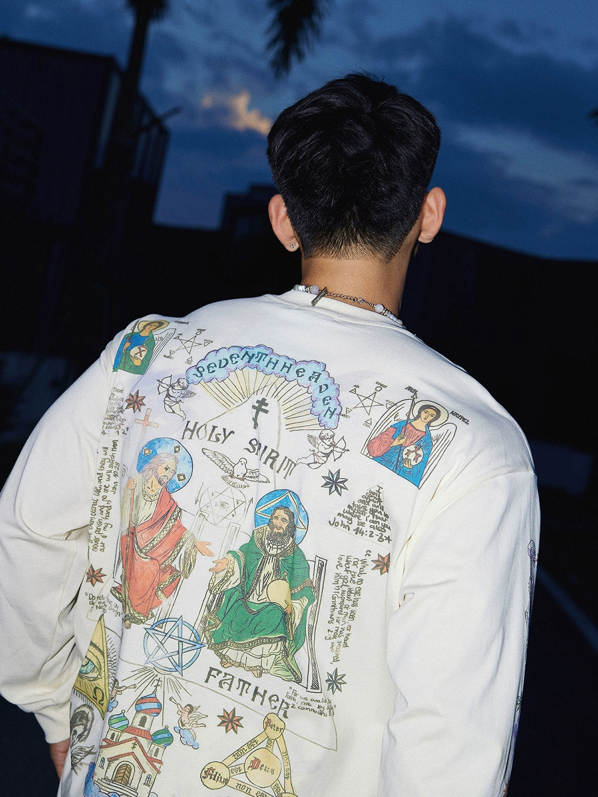 Religious Icon Print Oversized Sweatshirt