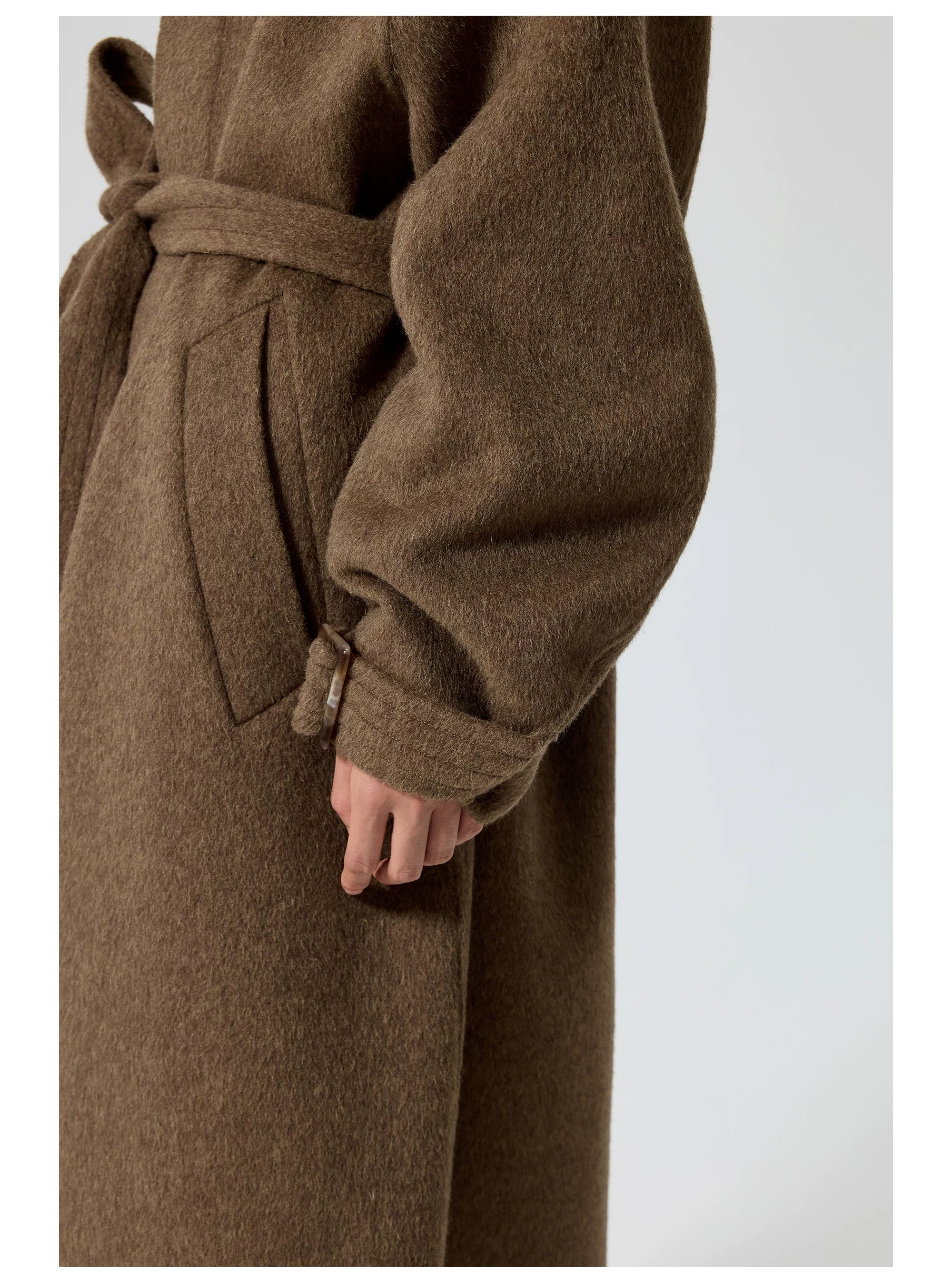 Belted Fur-Trim Collar Coat