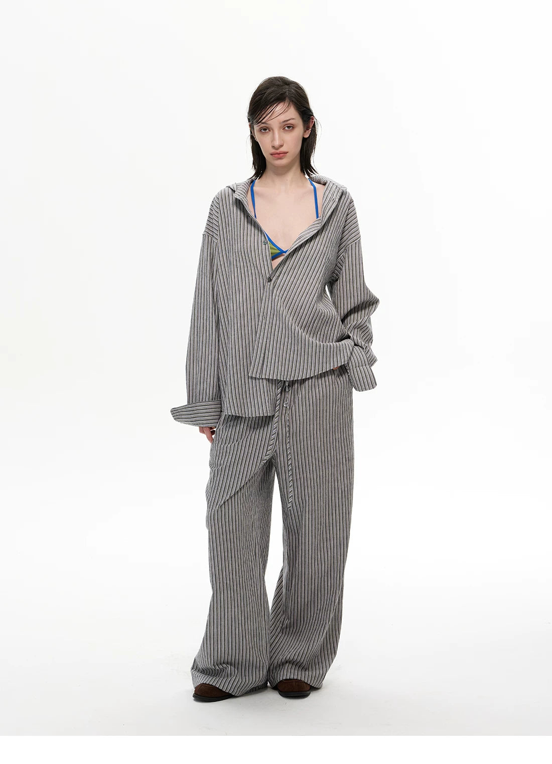 Drape Line Pinstripe Lounge Shirt
