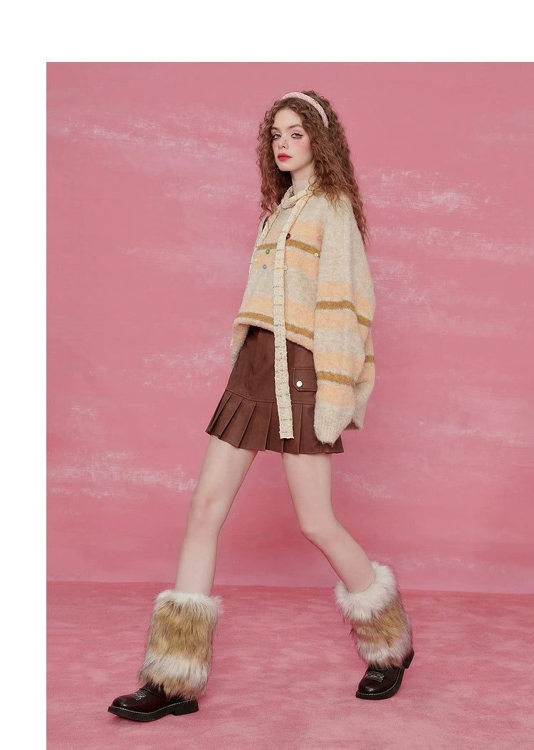 Suéter de mohair rosa rayado