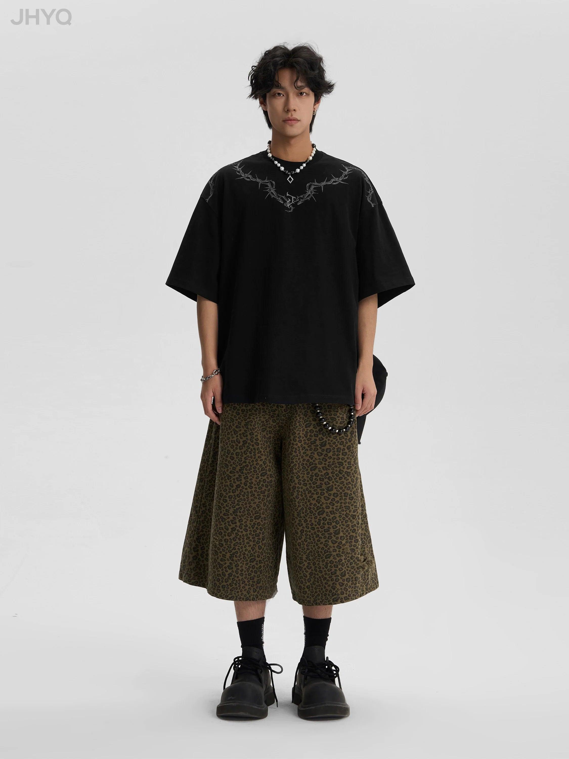 Leopard Print Baggy Shorts for Work - chiclara