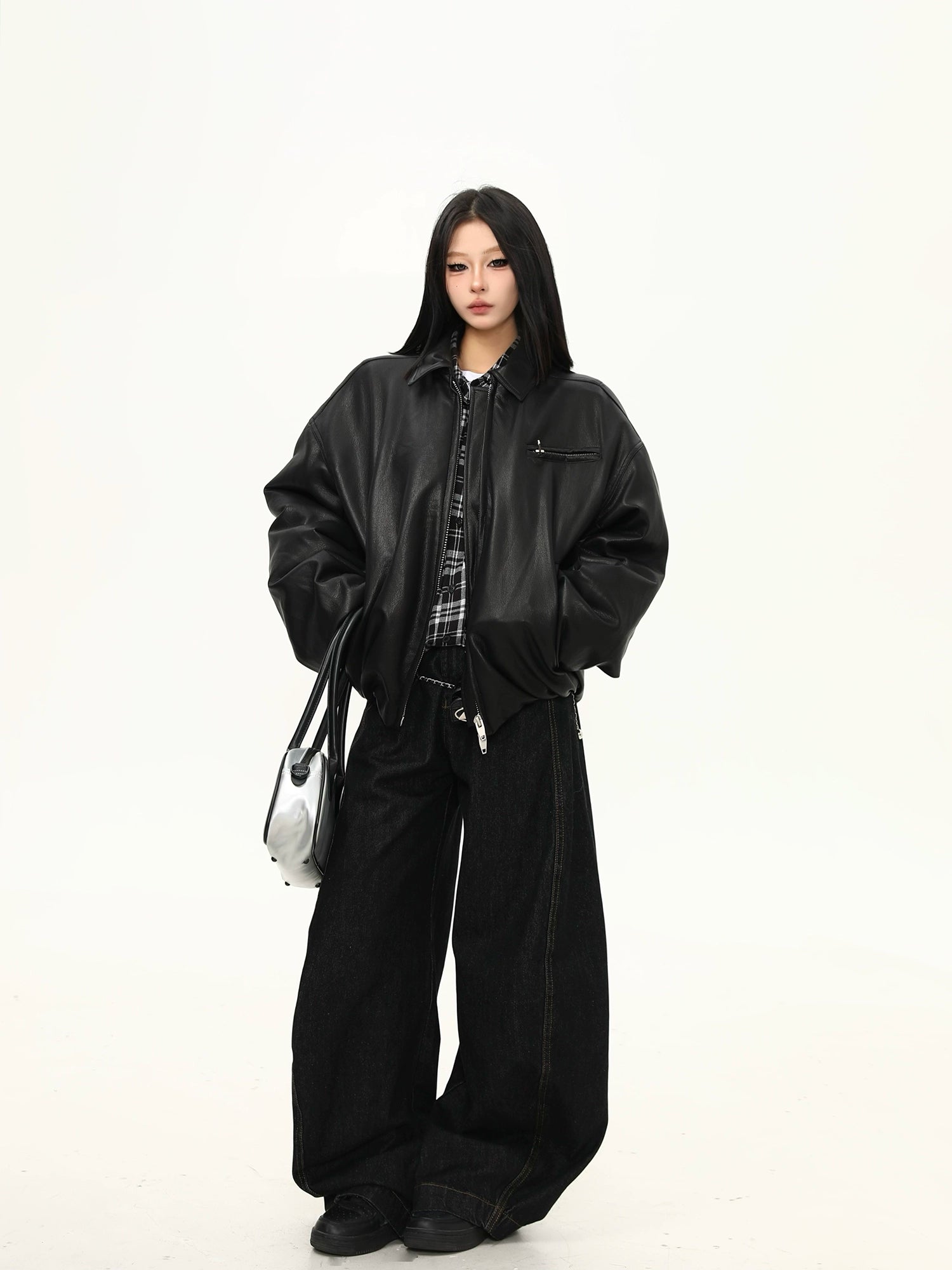 Midnight Drift Oversized Faux Leather Jacket