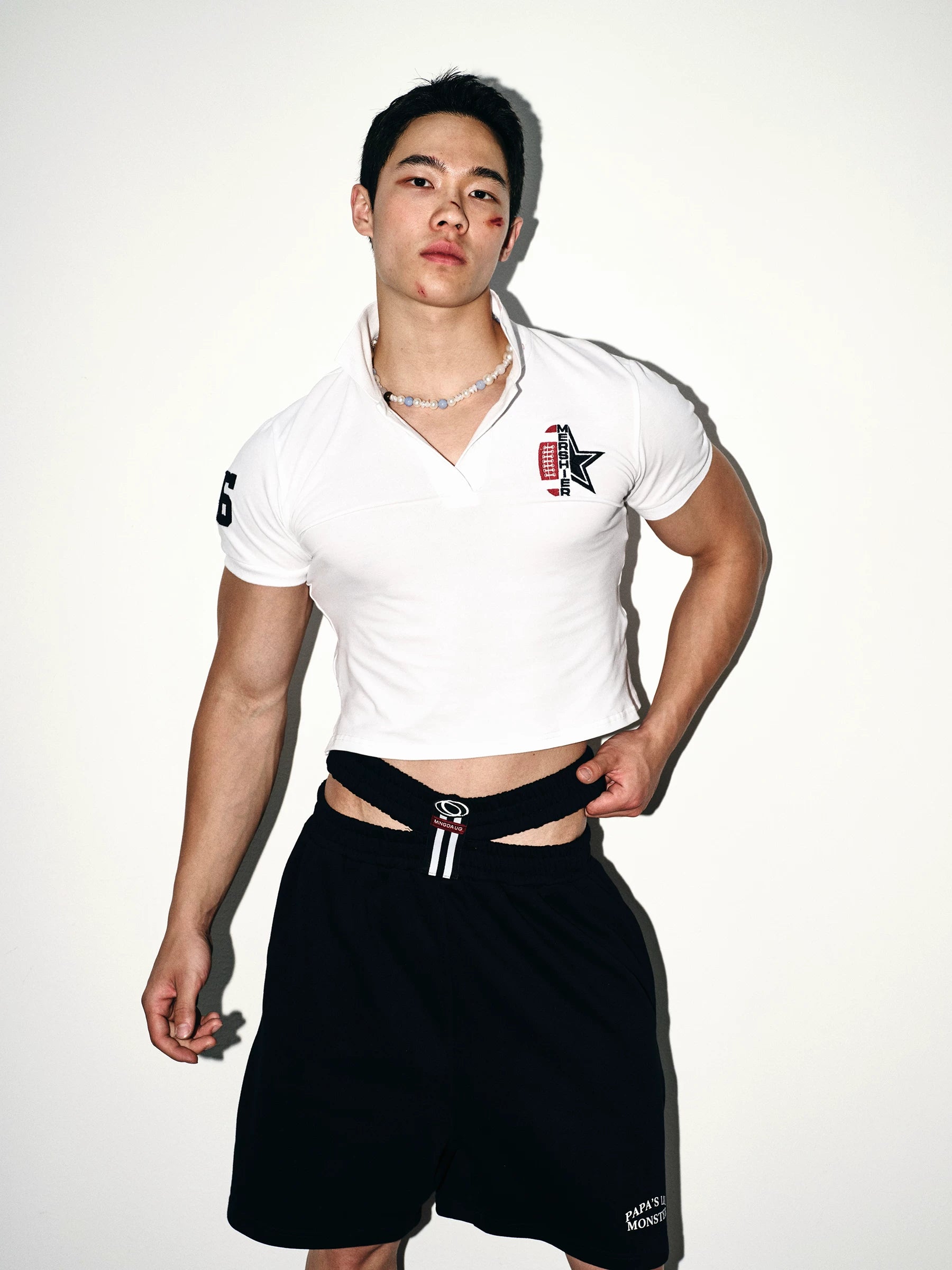 White Rebel Cropped Rugby Polo Top