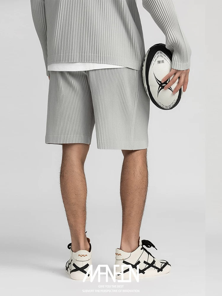 Glacier Wave Pleated Tech Shorts