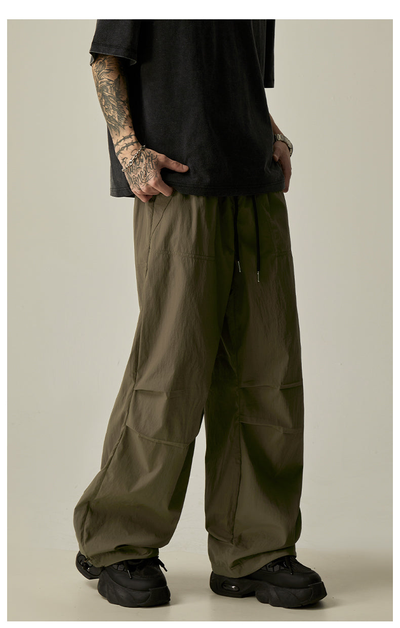 Beige Relaxed Drawstring Track Pants