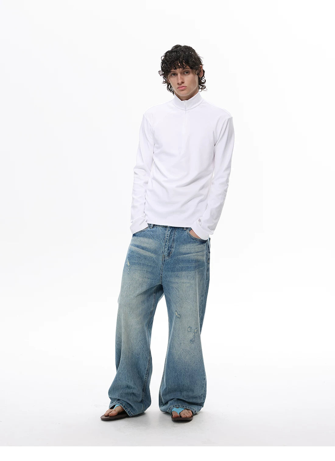 Seafoam Fade Arc Balloon Jeans