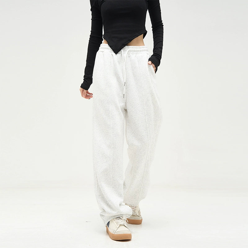 Elastic Waistband Wide-Leg Sweatpants