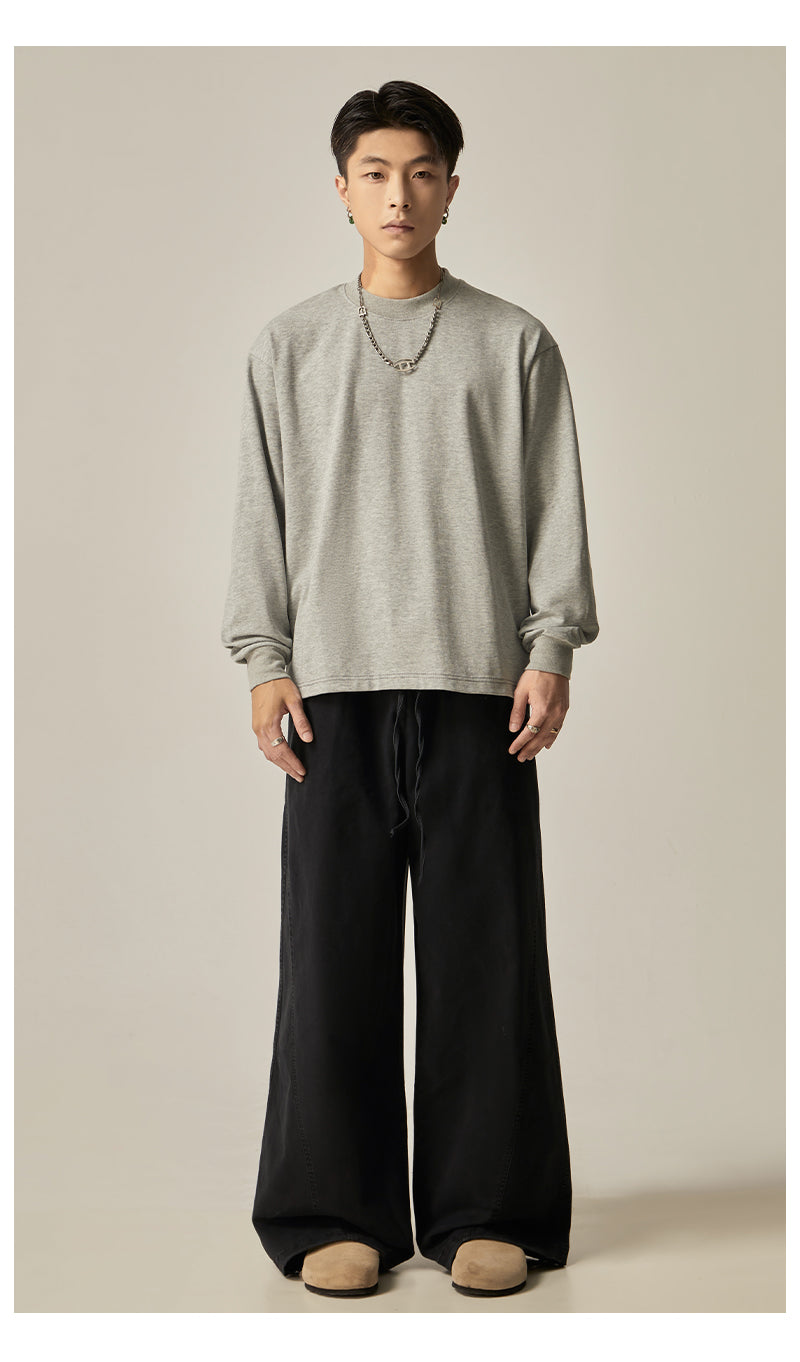 Brown Loose Drawstring Wide Pants