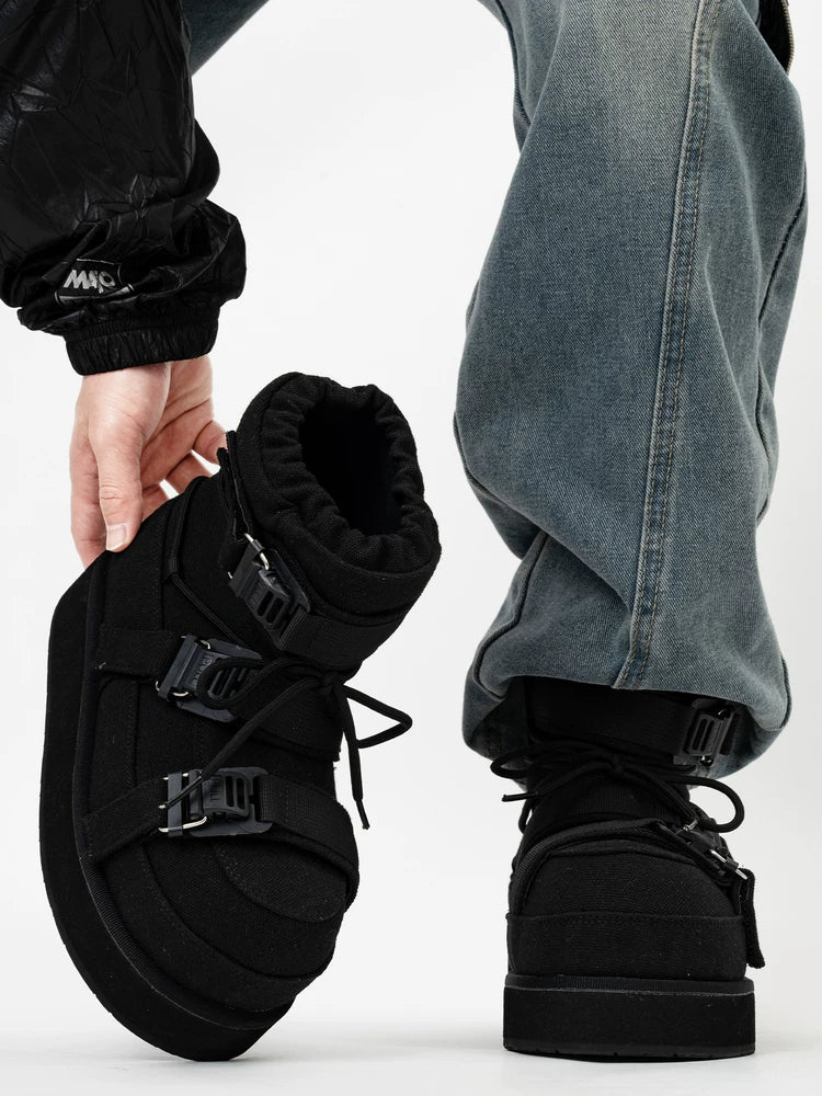 Lunar Drift Shearling Buckle Boots