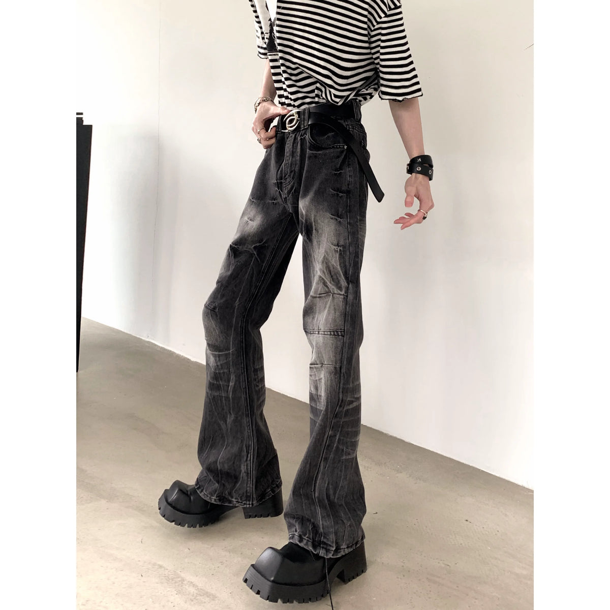 Whiskered Fade Bootcut Denim