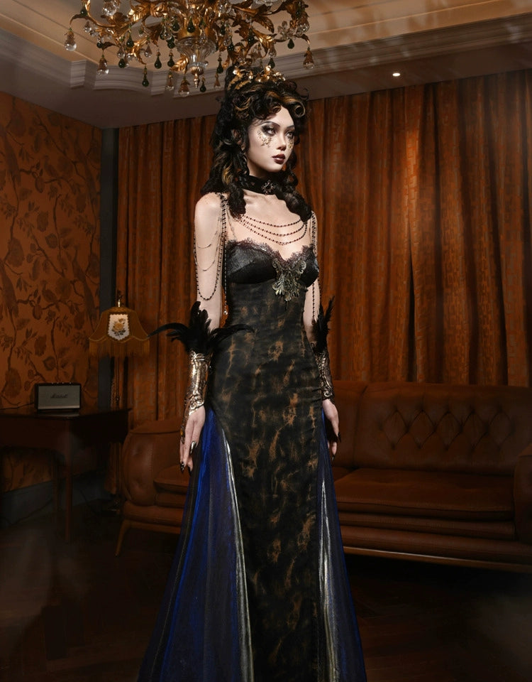 Midnight Lace Victorian Evening Gown