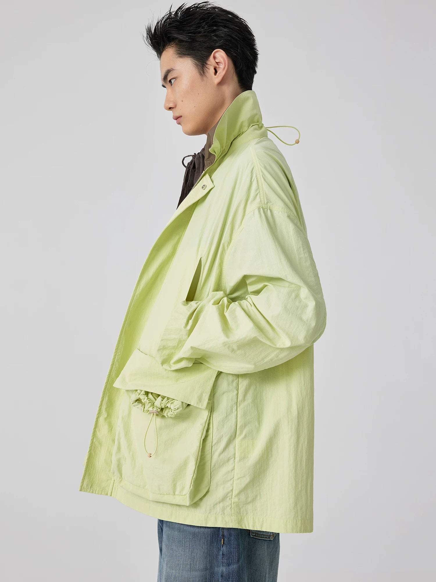 Contrast Collar Safari Jacket