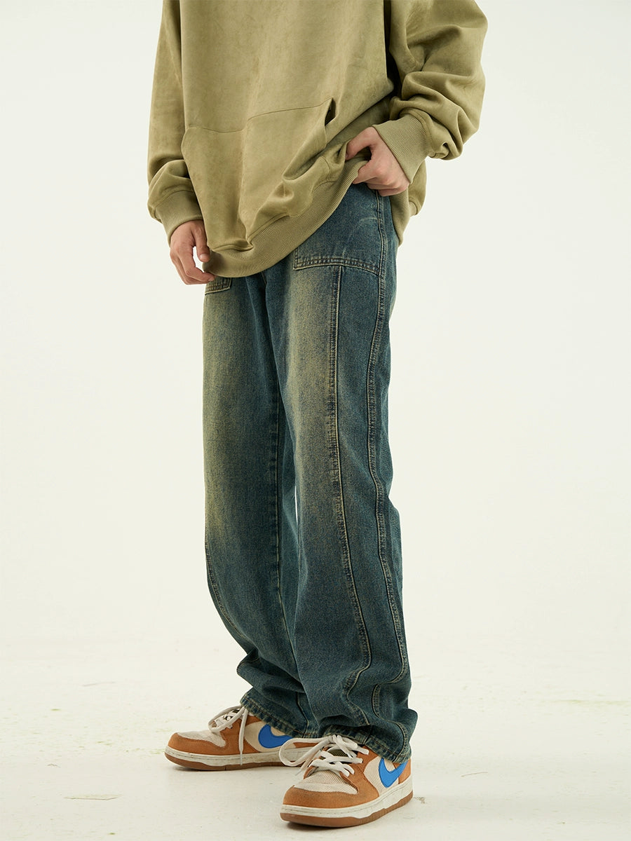 Loose Fit Washed Denim Jeans