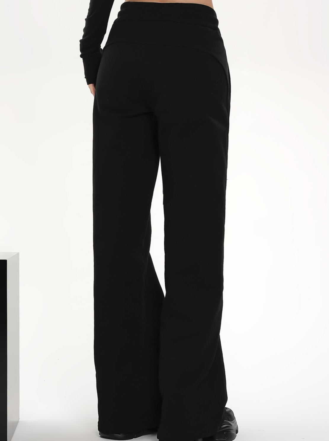 Pantalon à cordon à jambes larges à taille haute - pantalon de salon en ajustement détendu