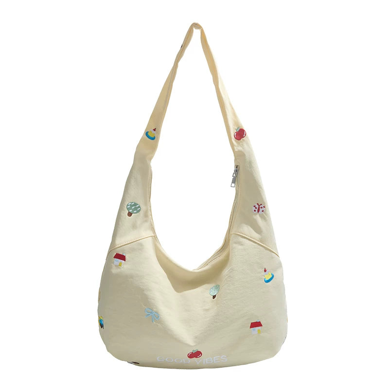 Good Vibes Embroidered Hobo
