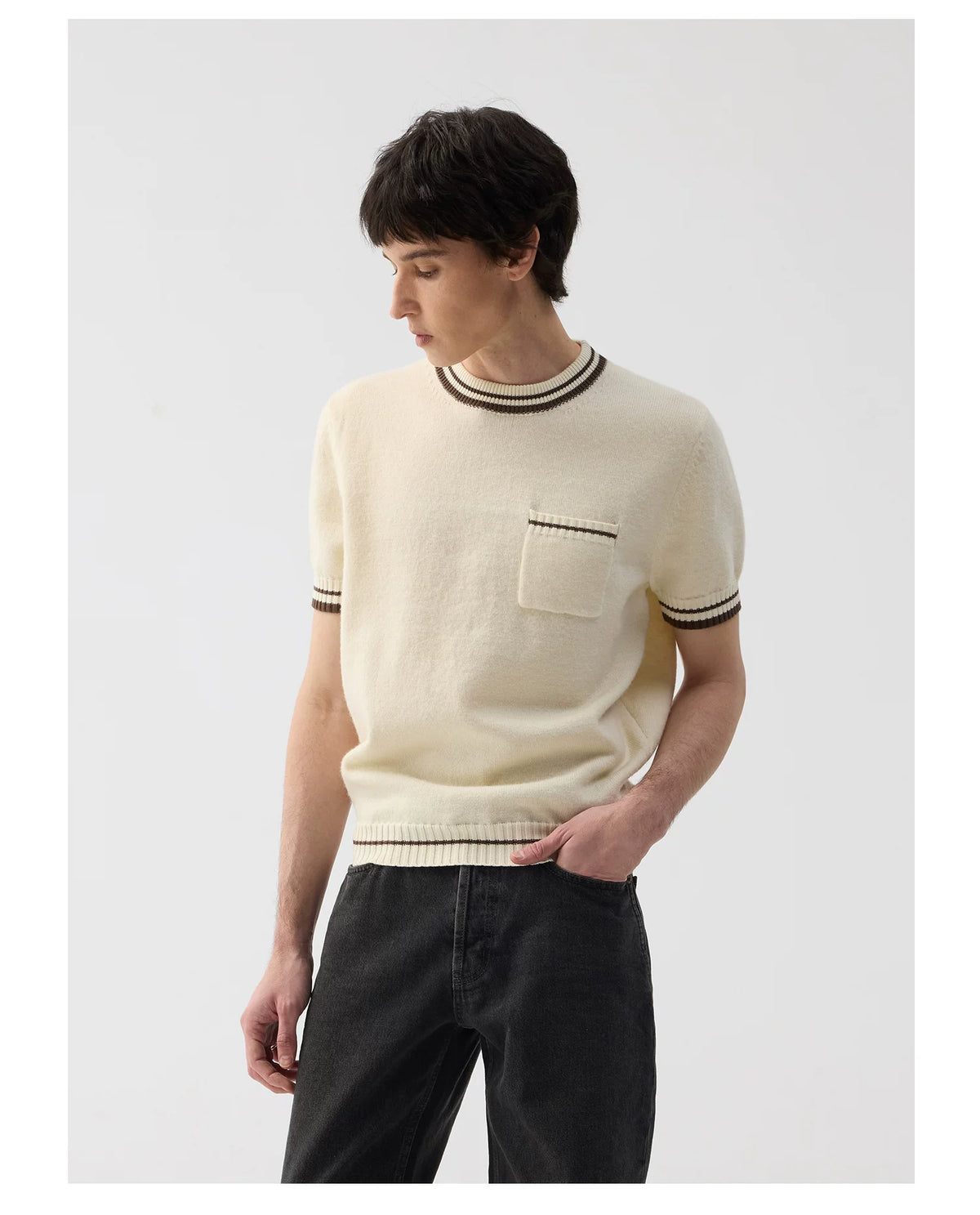 Camden Contrast-Trim Pocket Knit Tee