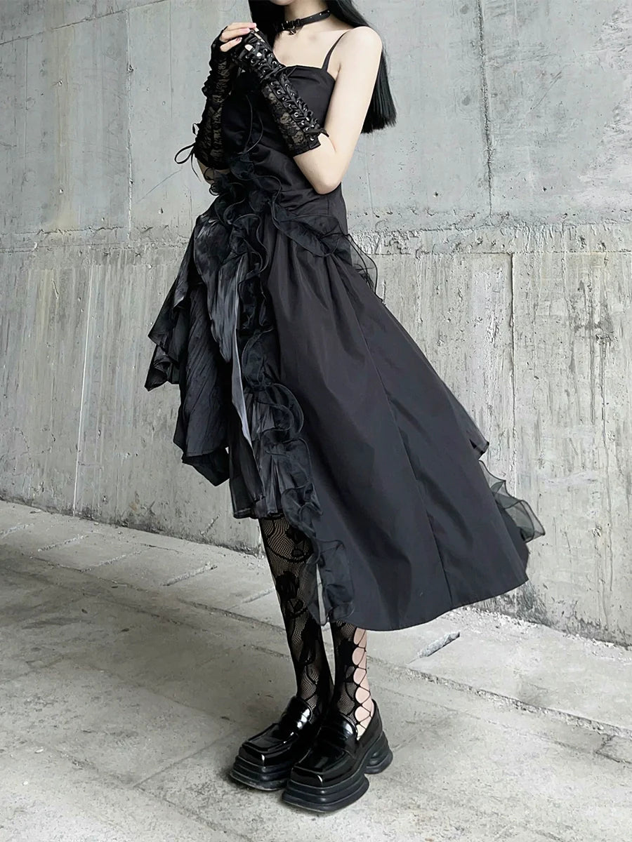 Dark Ruffle Party Dress