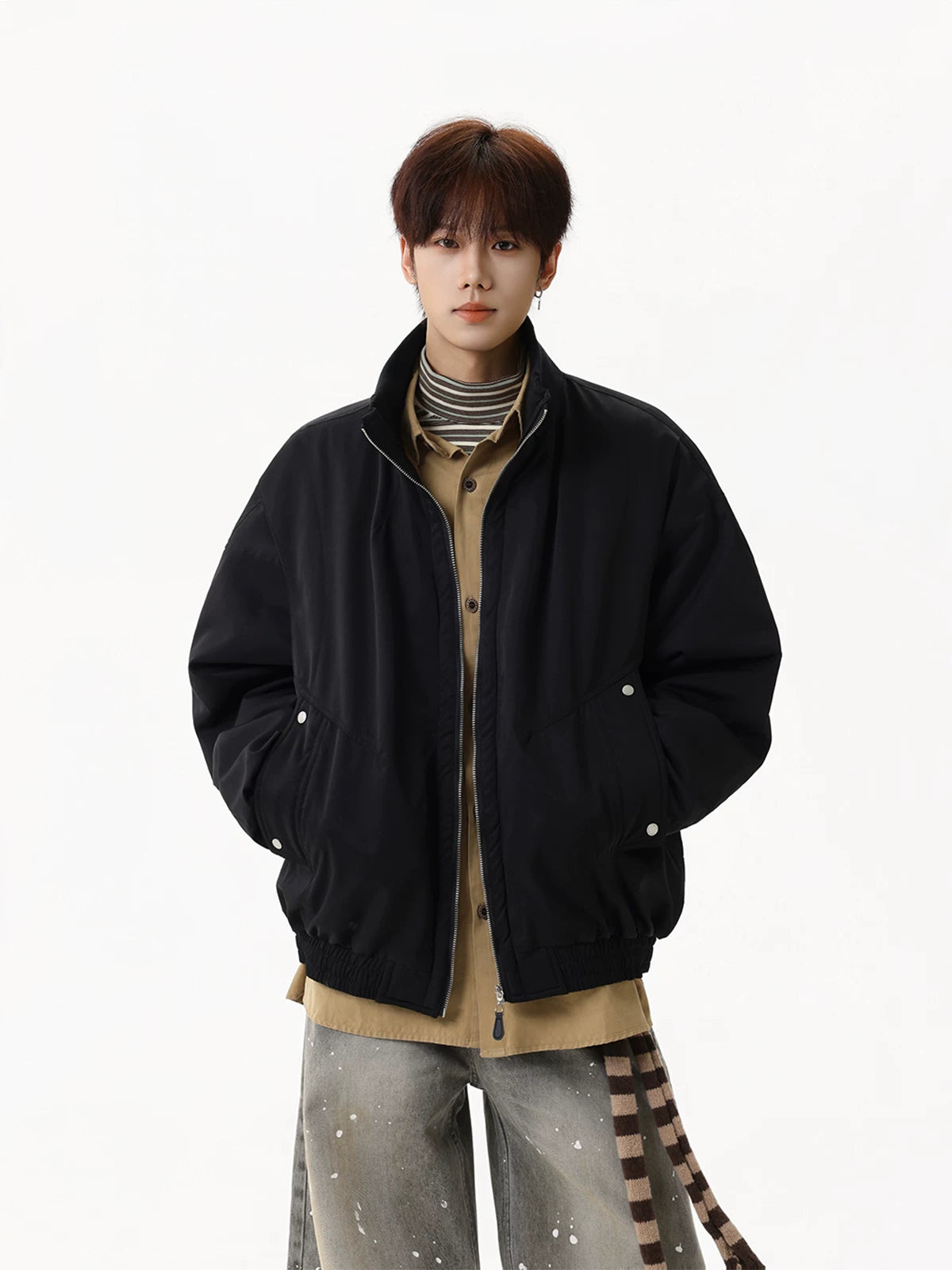 Sandstone Stand‑Collar Puffer Jacket