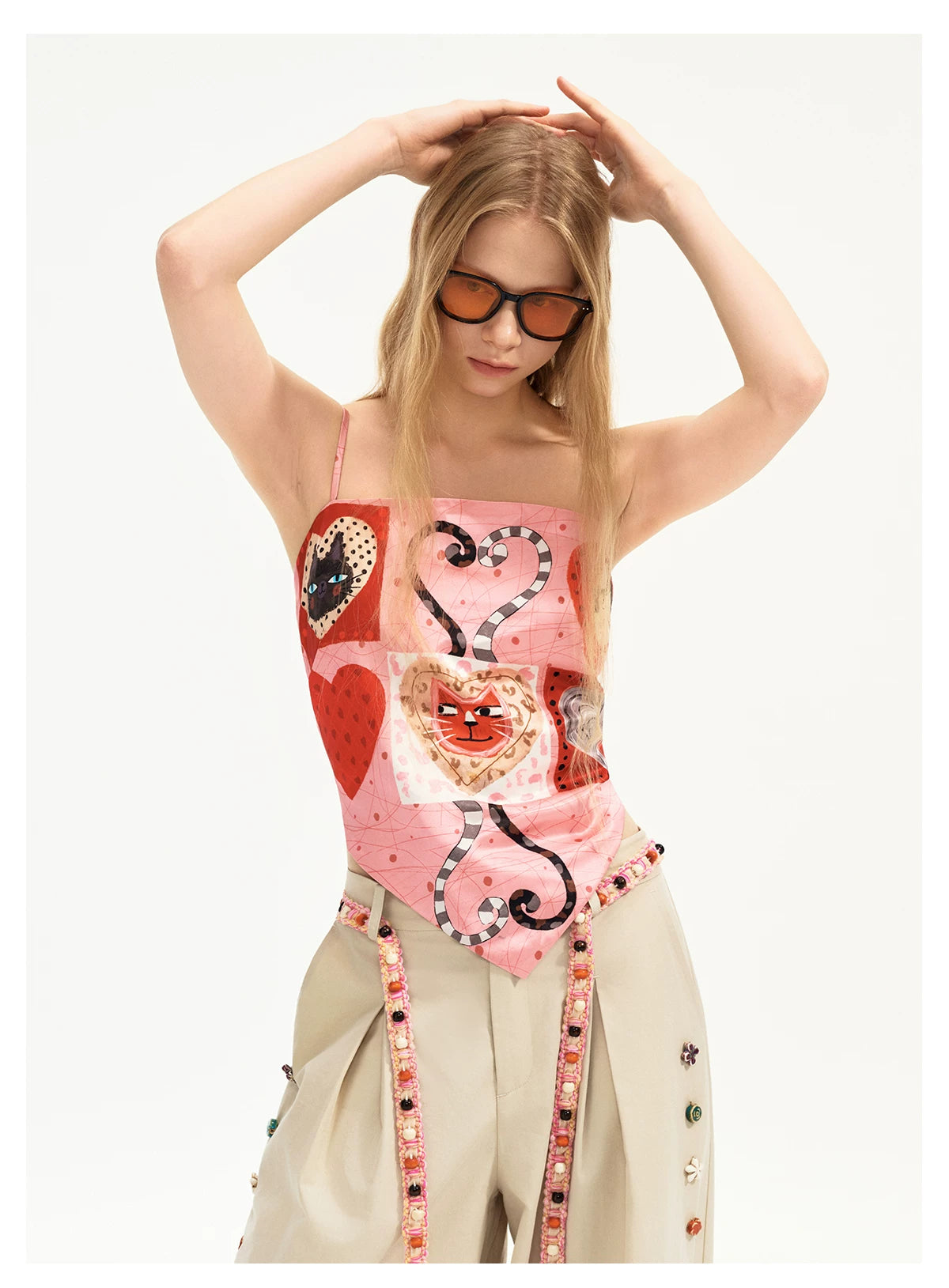 Sweetheart Kittens Patchwork Scarf Cami