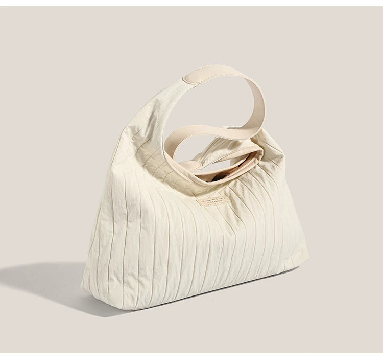 Vanilla Cloud Pleated Hobo Bag