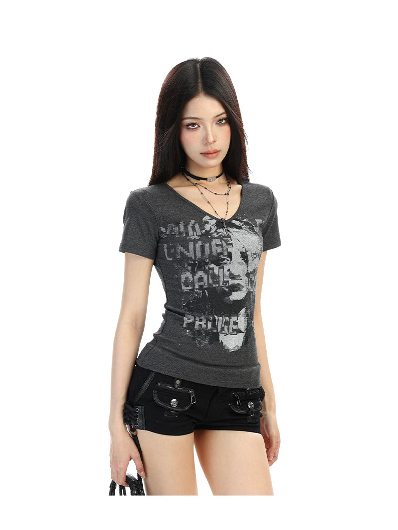 Rebel Muse Graphic V-Neck Tee