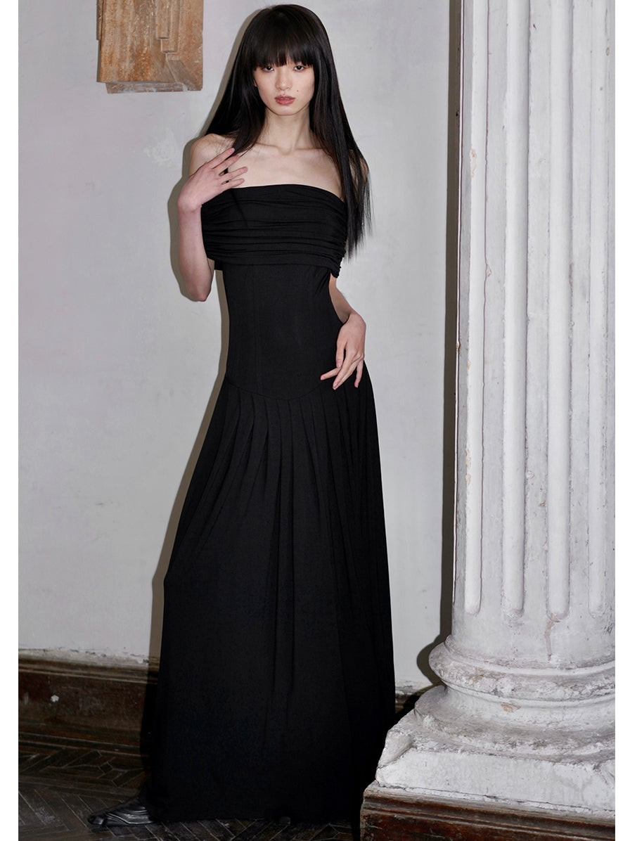 Azure Grace Off-the-Shoulder Evening Gown