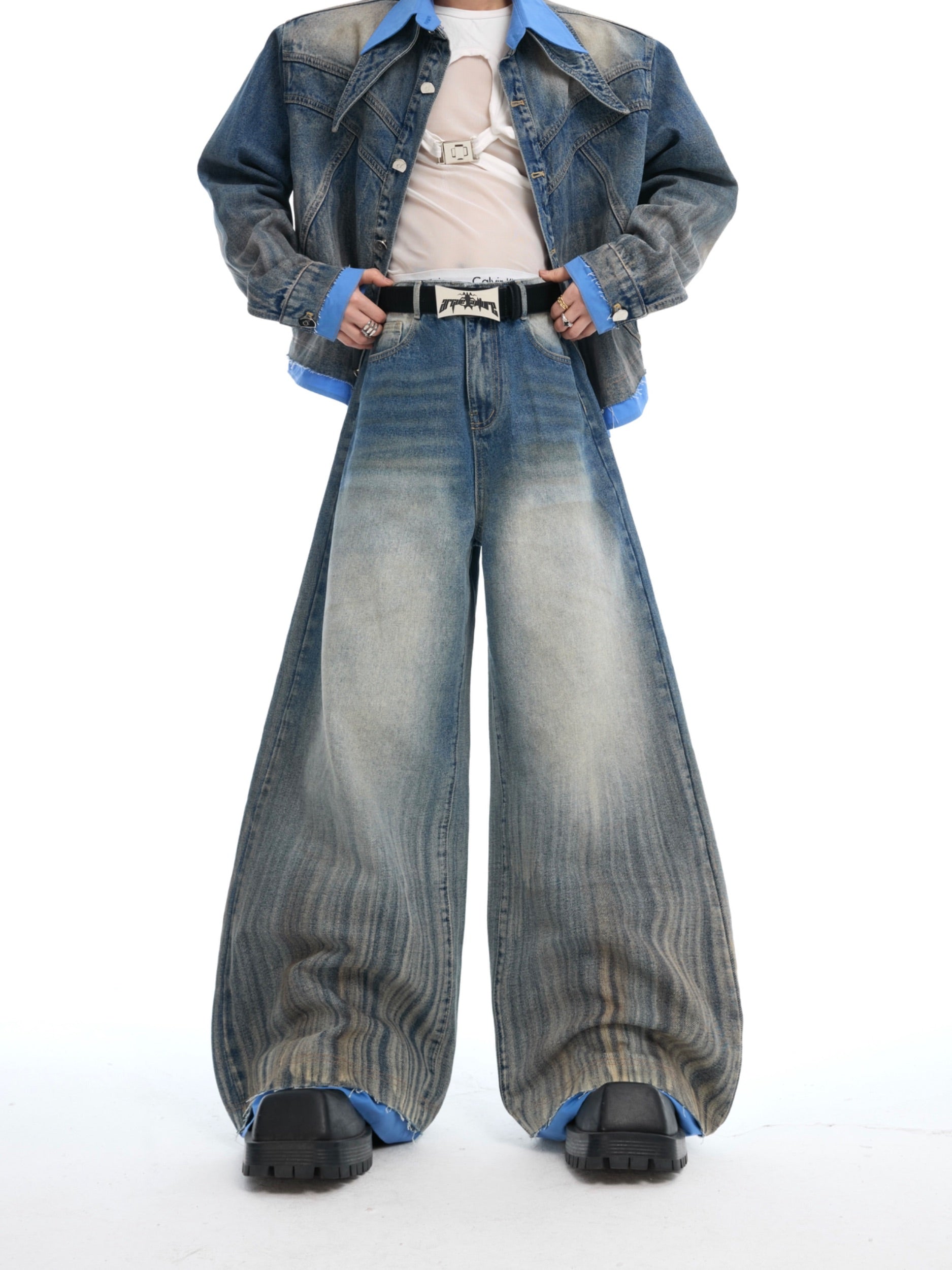 Layered Deconstructed Denim Trucker Jacket