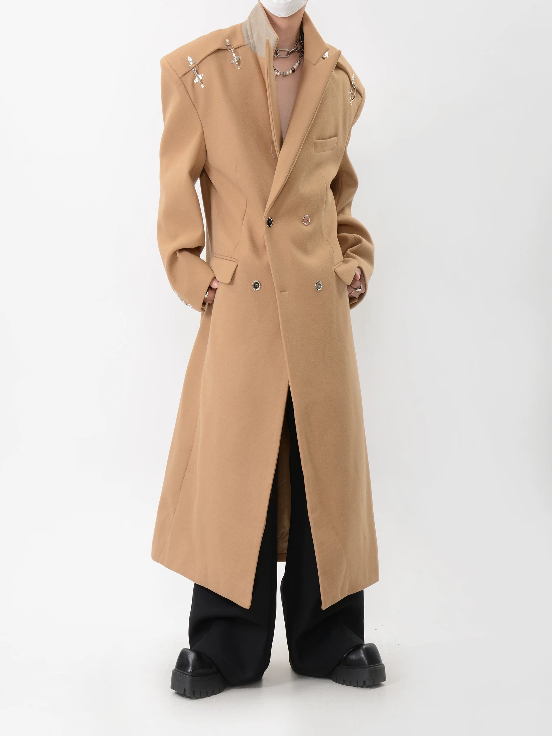 Midnight Aegis Spiked Overcoat