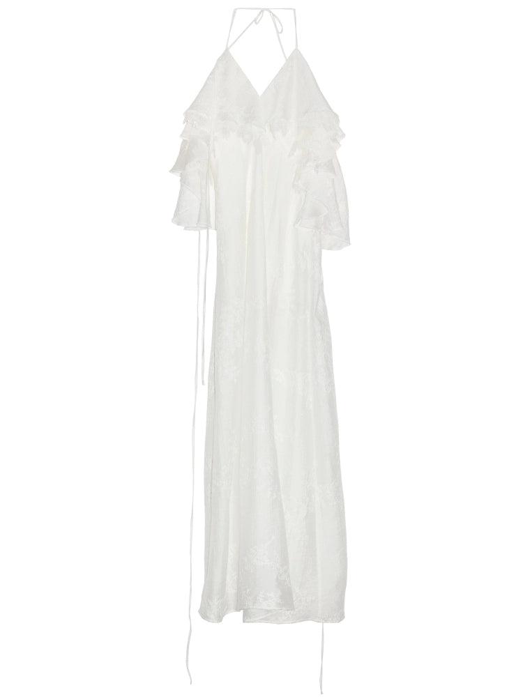 White Lace One-Shoulder Wedding Dress